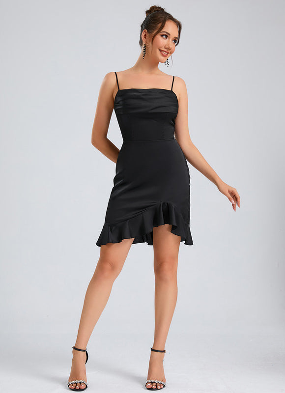 Robe Satinée À Volants Élégante - gallery 3