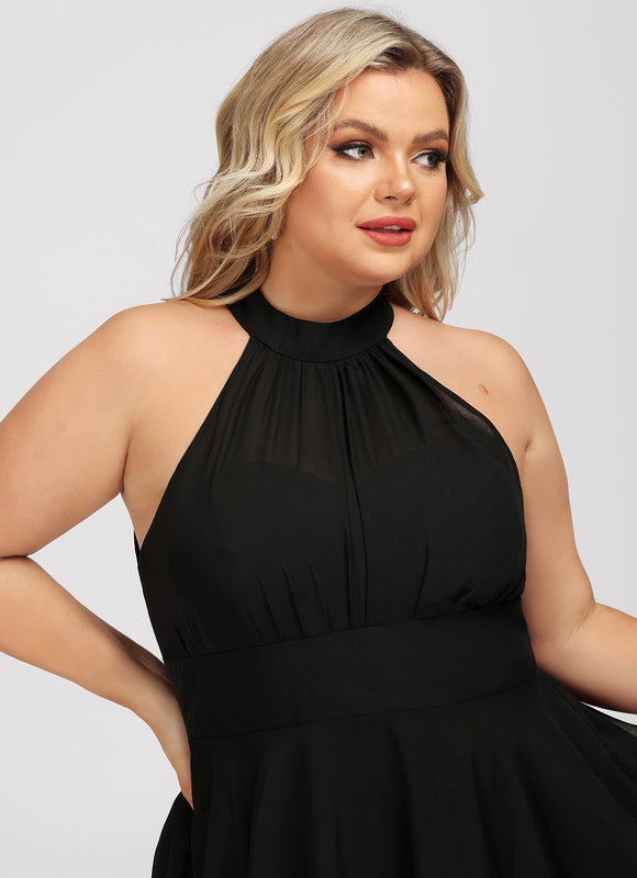 Robe Cocktail Asymétrique En Mousseline - gallery 9