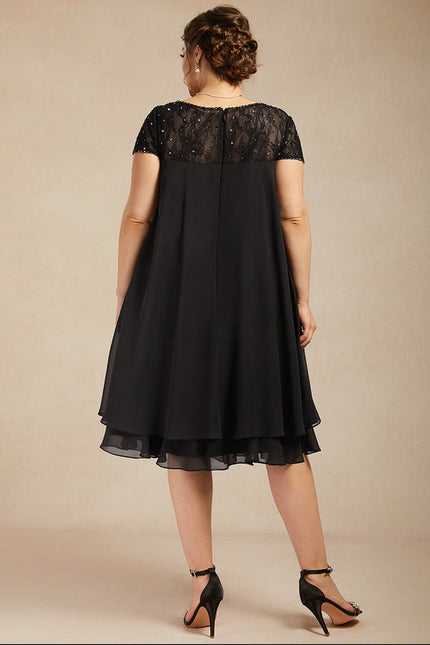 Robe Noire Chic À Dentelle Délicate - gallery 8