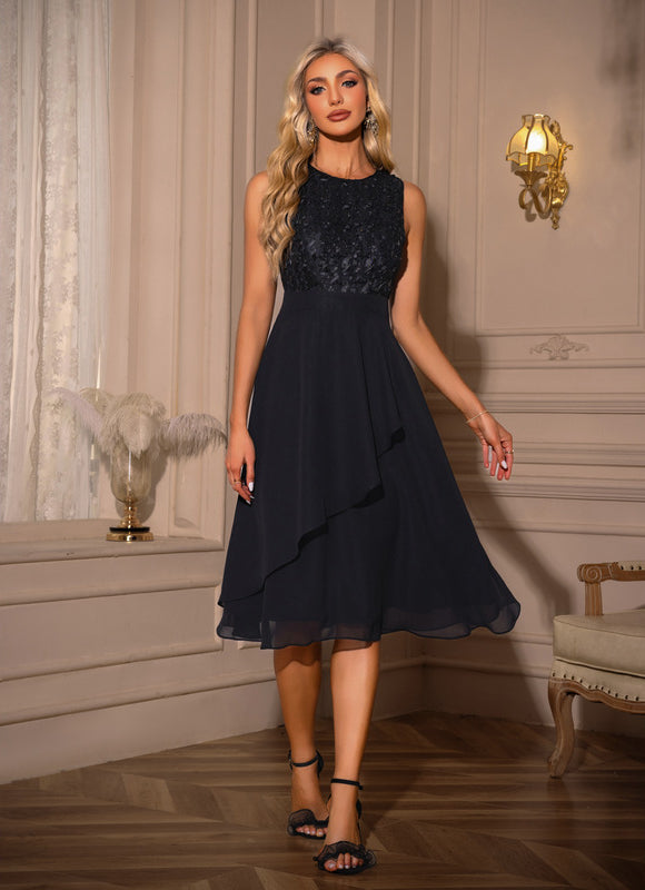 Robe Noire En Mousseline - gallery 4