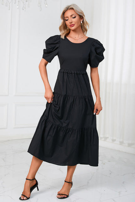Robe Noire Plissée Élégante - gallery 4