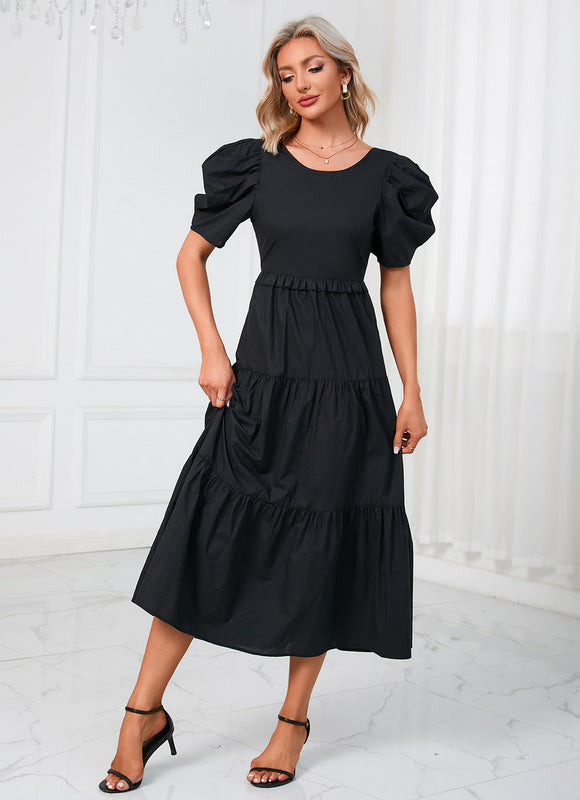 Robe Noire Plissée Élégante - gallery 4