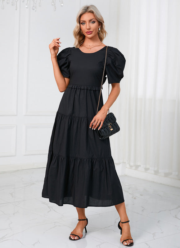 Robe Noire Plissée Élégante - gallery 3