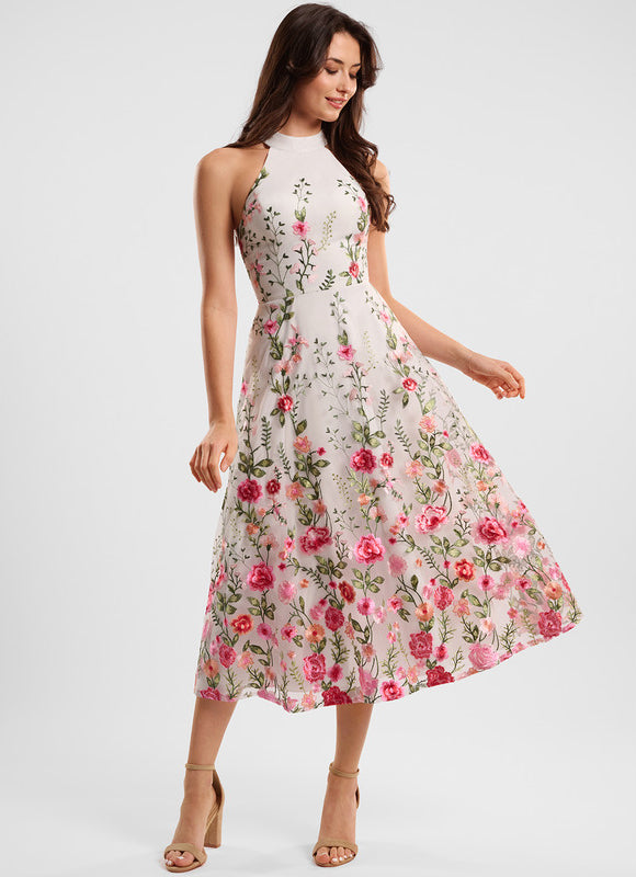 Robe Trapèze Florale Noire - gallery 4