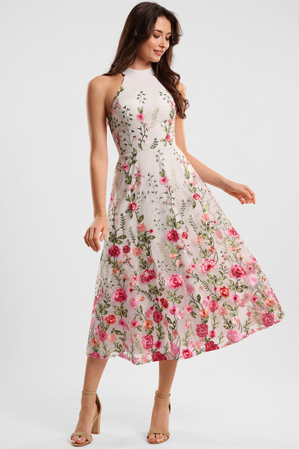 Robe Trapèze Florale Noire - gallery 4
