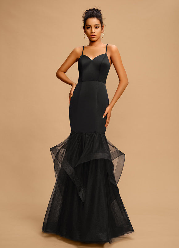 Robe Sirène Chic En Tulle Noir