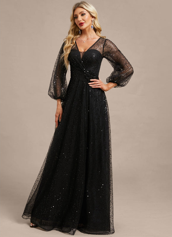 Robe Noire Paillette Élégante - gallery 3