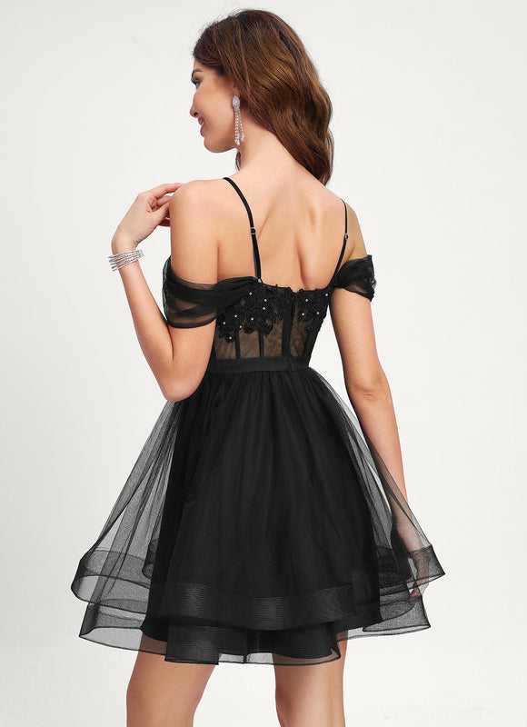 Robe De Bal Tulle Scintillant Noir - gallery 6