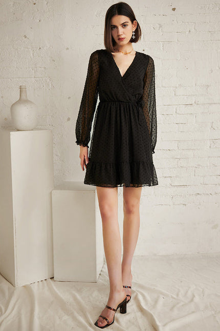 Robe Noire À Volants Légers - gallery 2