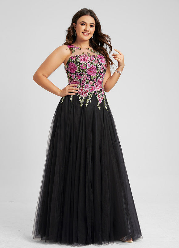 Robe Trapèze En Tulle Noir - gallery 7