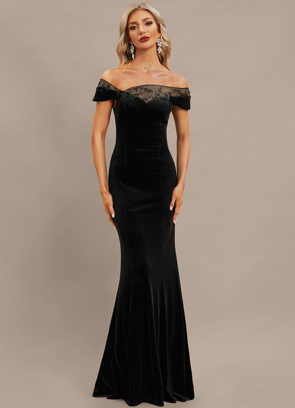 Robe Noire Luxe Velours Élégante - gallery 5