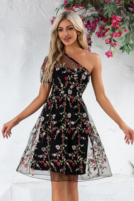 Robe Asymétrique Brodée Florale Chic - gallery 4