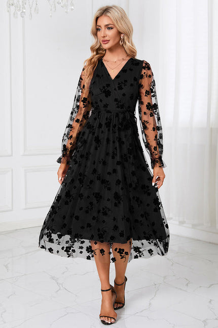Robe Noire En Tulle Floral - gallery 2