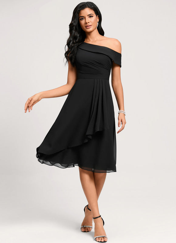 Robe Noire Asymétrique Chic - gallery 2