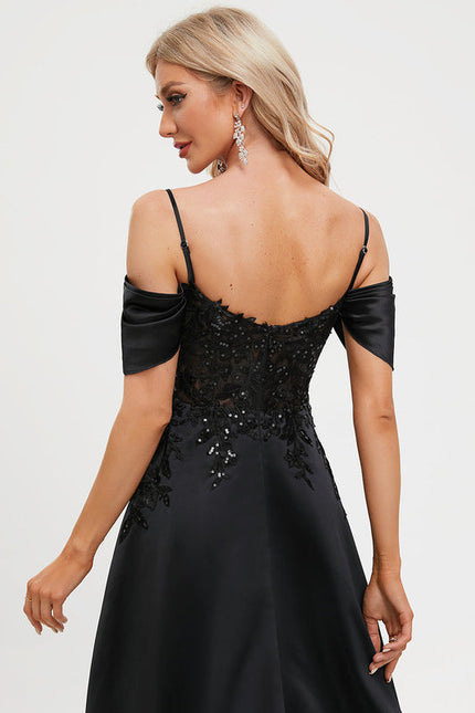 Robe De Bal Satinée À Fente - gallery 6