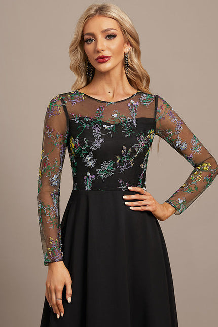 Robe Noire Luxe À Manches Transparentes - gallery 1