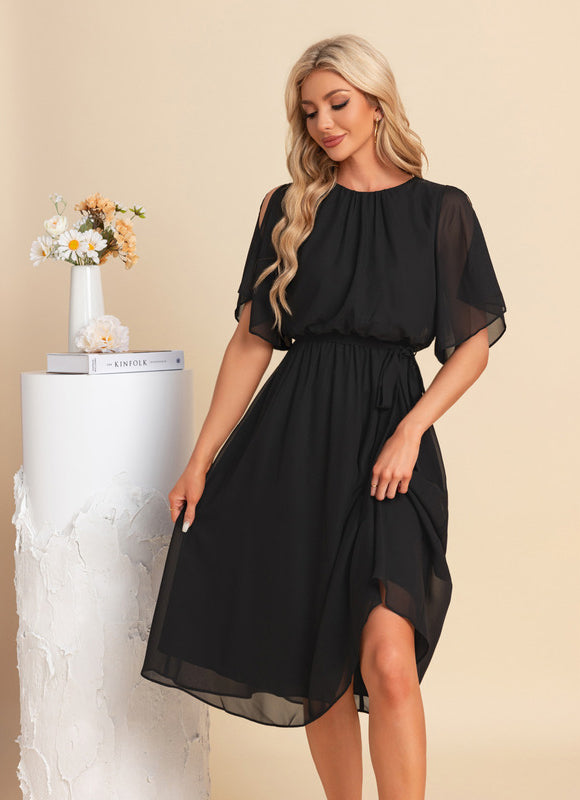 Robe Noire Chic À Manches Légères - gallery 4