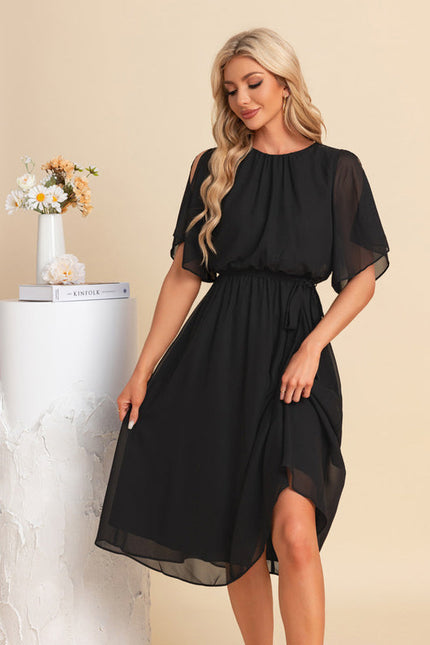 Robe Noire Chic À Manches Légères - gallery 4