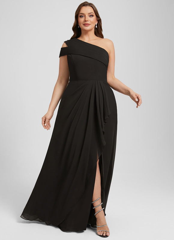 Robe Asymétrique Chic À Fente - gallery 6