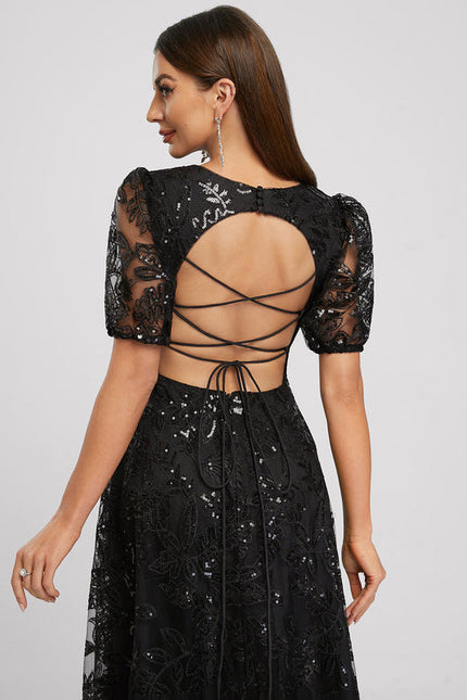 Robe Trapèze Élégante À Paillettes - gallery 4