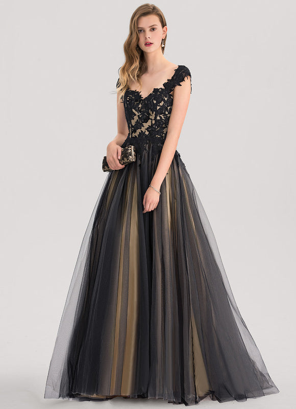 Robe De Bal Tulle Noir Doré - gallery 1