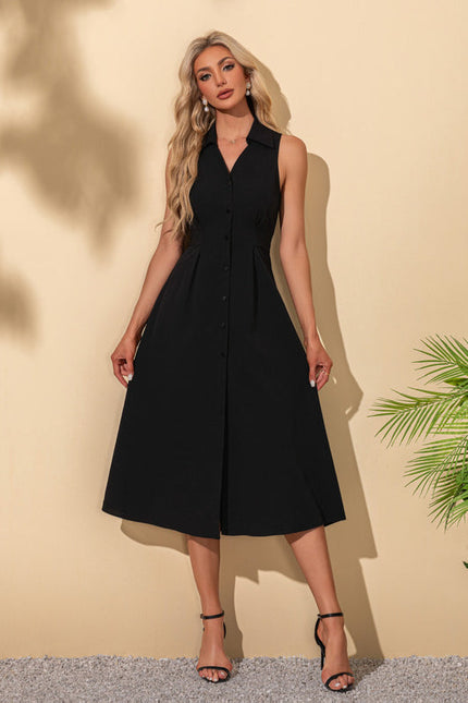 Robe Noire Chic À Boutons - gallery 2