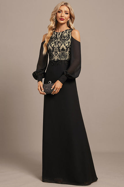Robe Noire Luxe À Manches Bouffantes