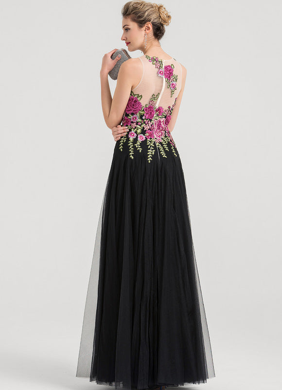 Robe Trapèze En Tulle Noir - gallery 3