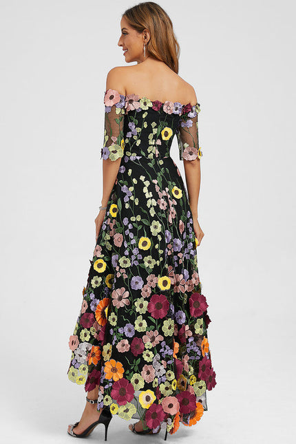 Robe Trapèze En Tulle Floral - gallery 5