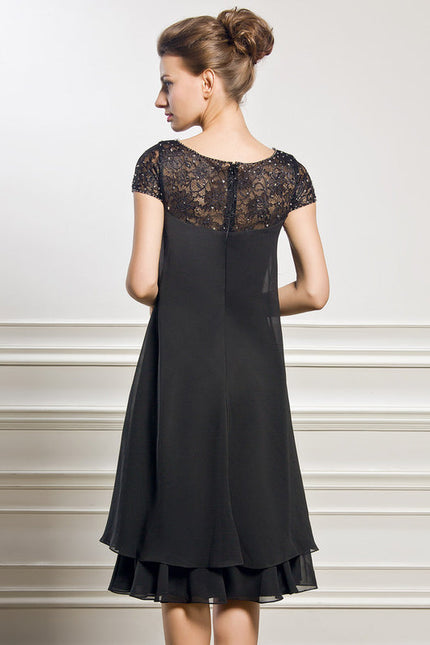 Robe Noire Chic À Dentelle Délicate - gallery 6