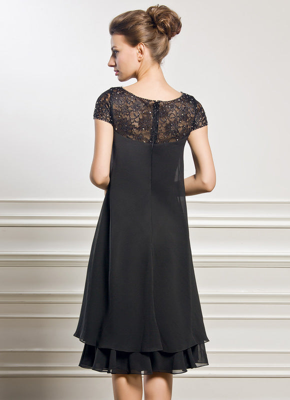 Robe Noire Chic À Dentelle Délicate - gallery 6