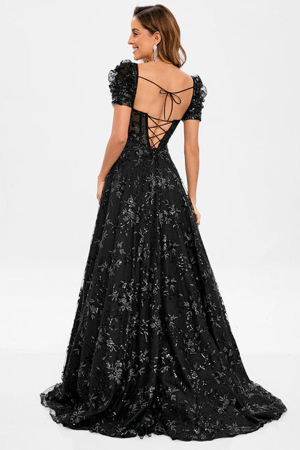 Robe Noire Luxe Dentelle Brodée - gallery 5