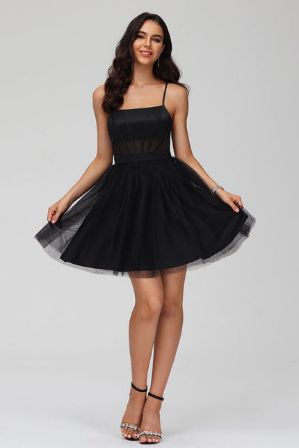 Robe Trapèze Tulle Satinée Élégante - gallery 7