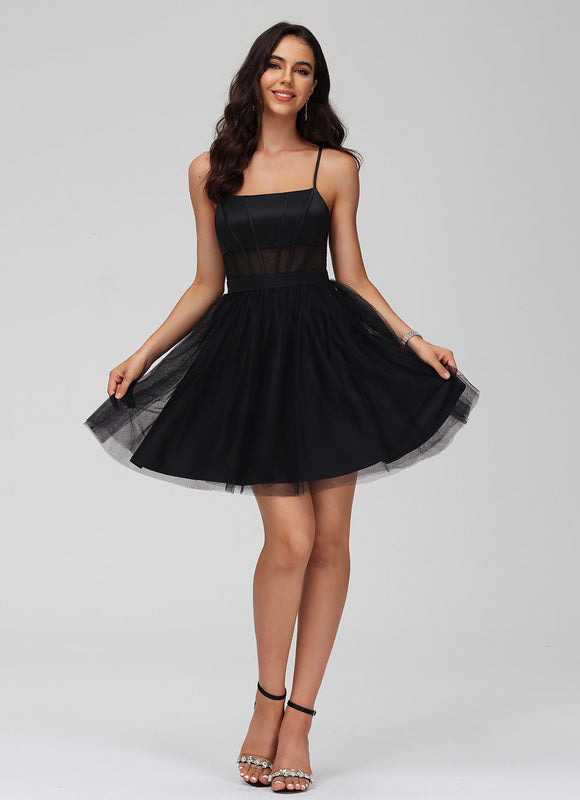 Robe Trapèze Tulle Satinée Élégante - gallery 7