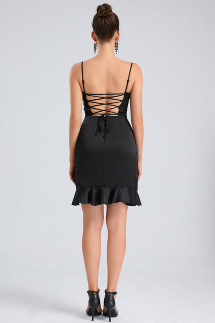 Robe Satinée À Volants Élégante - gallery 1