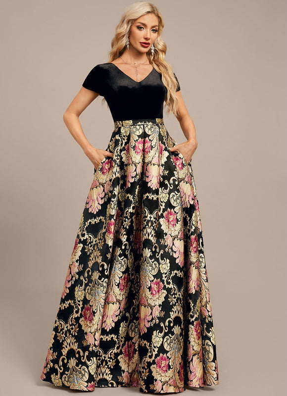 Robe Trapèze Velours Floral Chic - gallery 5