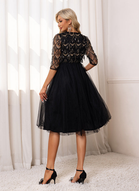 Robe Noire Tulle Paillette - gallery 1