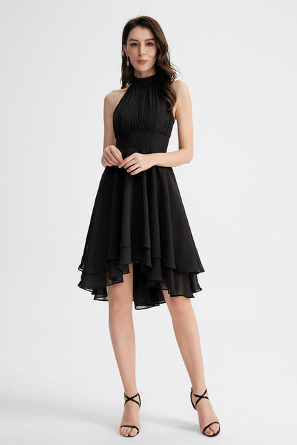 Robe Cocktail Asymétrique En Mousseline