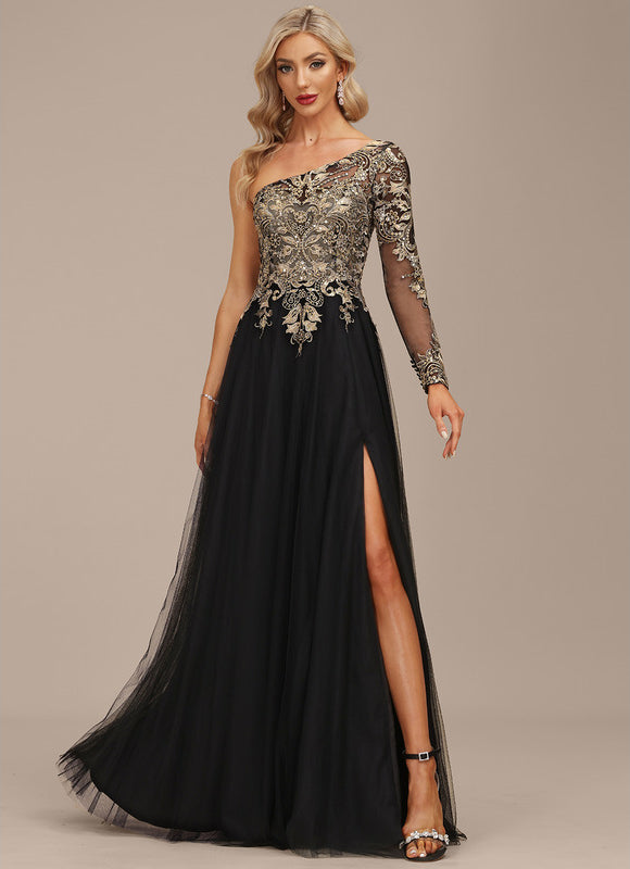 Robe Asymétrique Ornée De Sequins - gallery 4