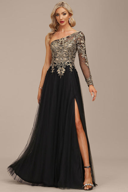 Robe Asymétrique Ornée De Sequins - gallery 4