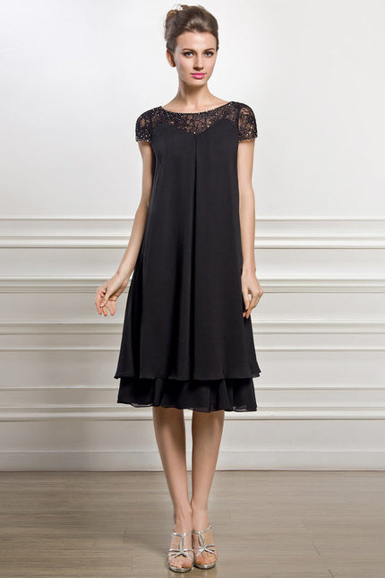 Robe Noire Chic À Dentelle Délicate - gallery 1