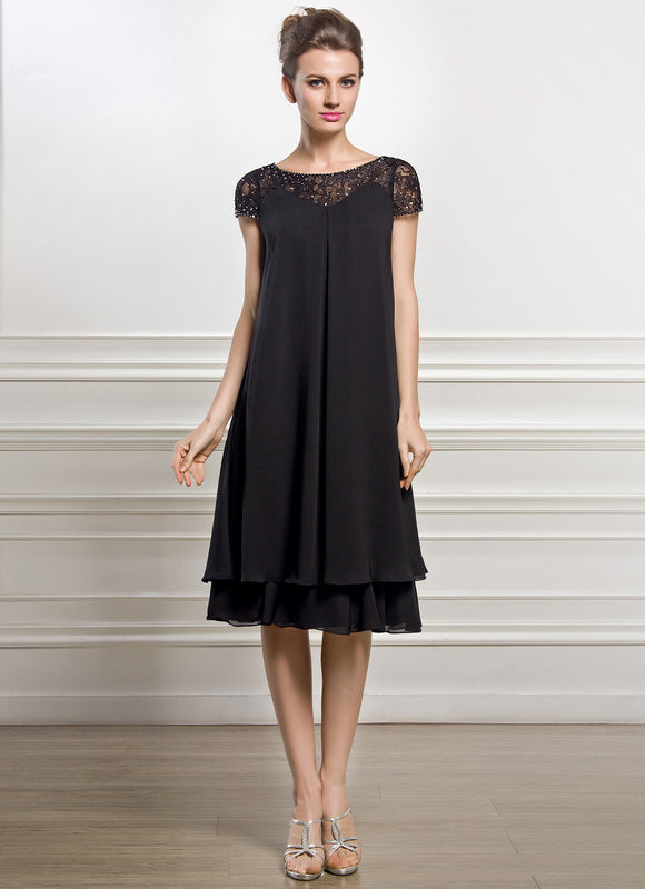Robe Noire Chic À Dentelle Délicate - gallery 1
