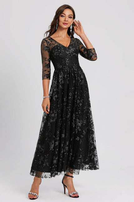 Robe Trapèze En Dentelle Florale - gallery 3