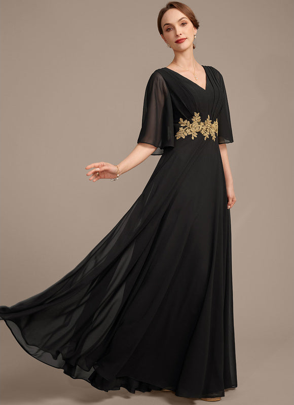 Robe Noire Luxe À Appliques Dorées - gallery 4
