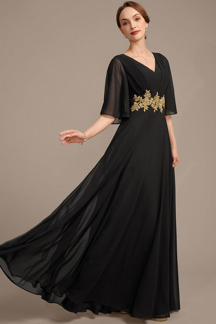 Robe Noire Luxe À Appliques Dorées - gallery 4