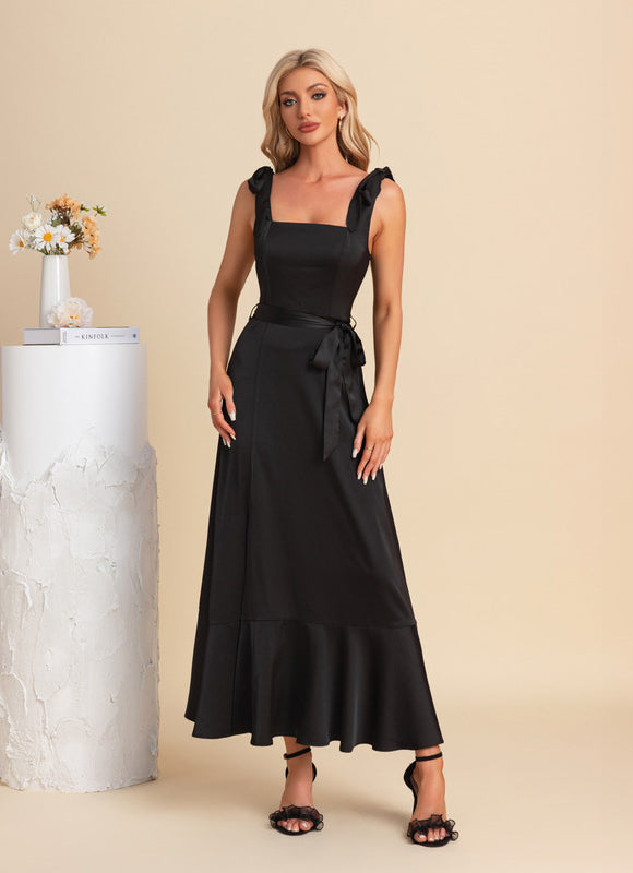 Robe Noire Princesse Satinée - gallery 1