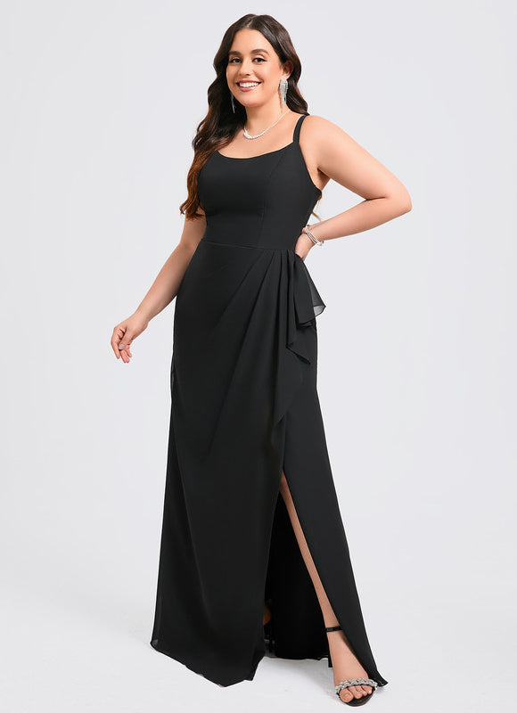 Robe Noire Élégante Fendue Chic - gallery 6