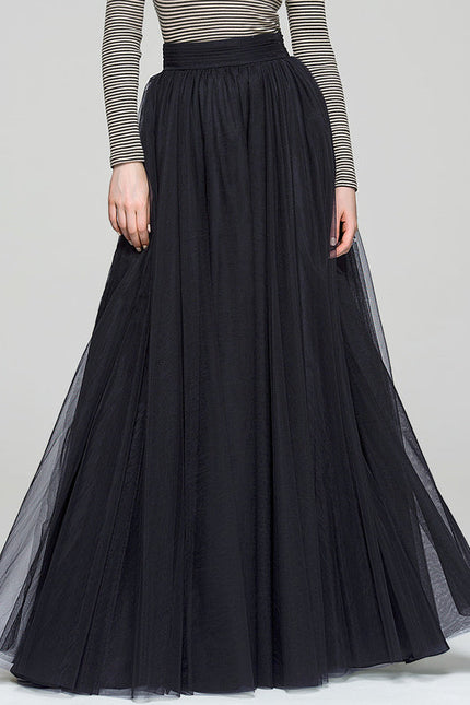 Robe Trapèze Noire En Tulle