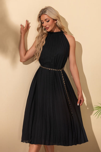 Robe Longue Plissée Noire - gallery 5