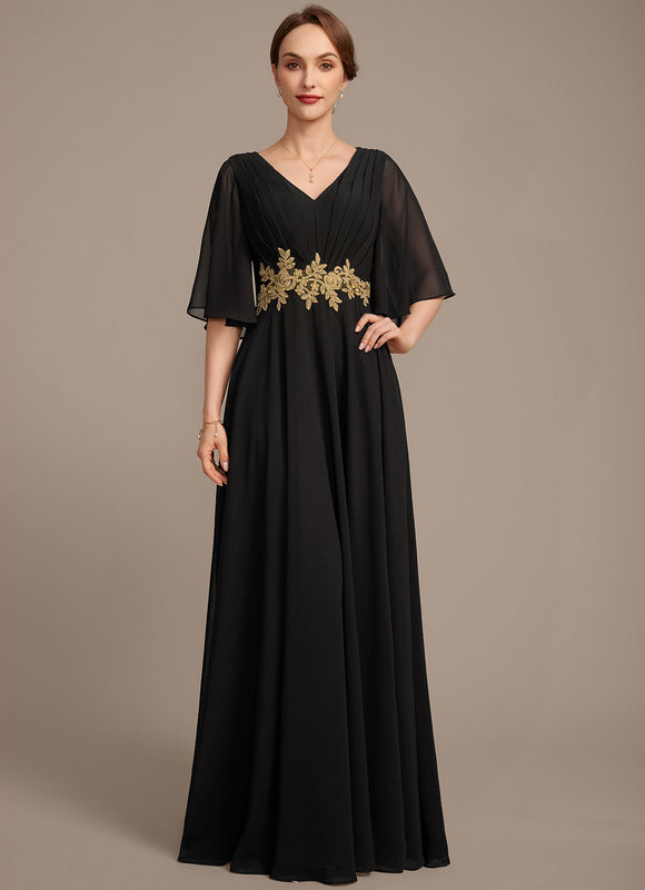 Robe Noire Luxe À Appliques Dorées - gallery 2